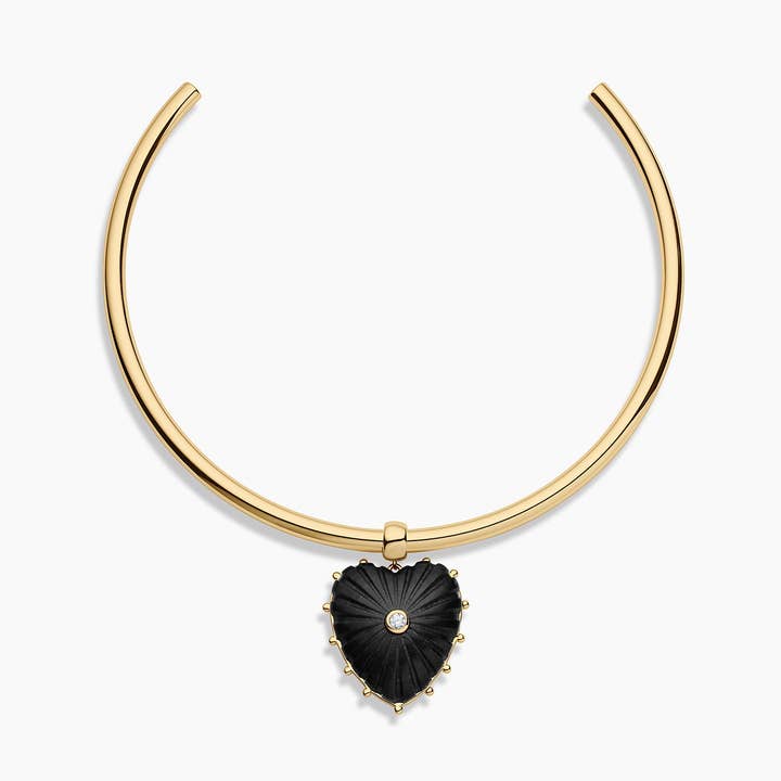 Malene Onyx Heart Choker Necklace for wholesale by THATCH