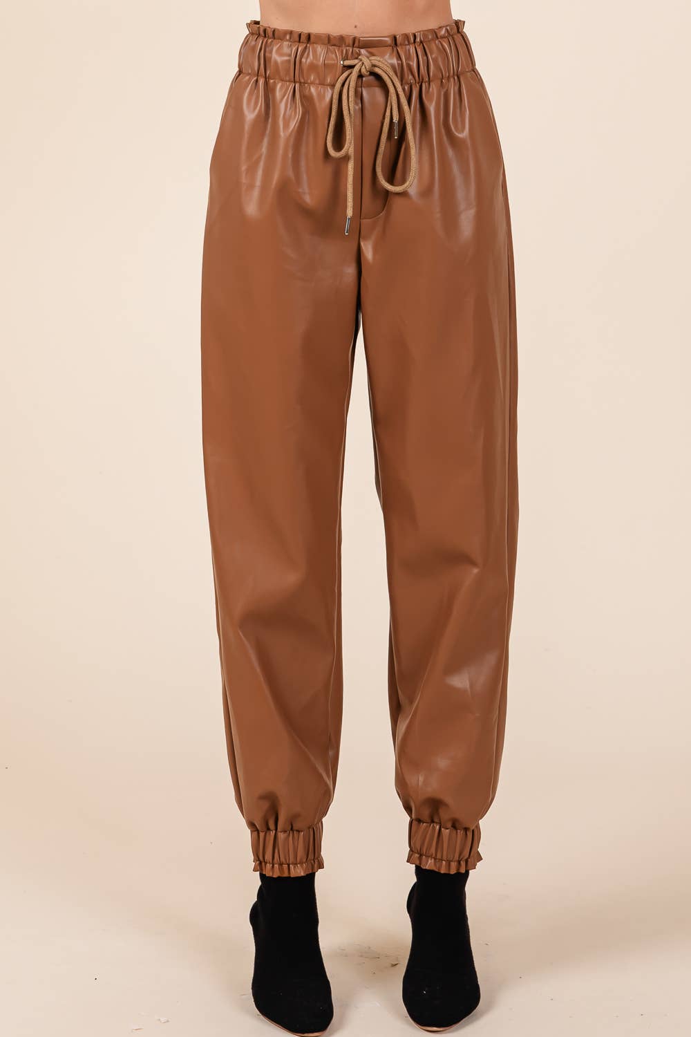 GeeGee x Lovelo - Wholesale Pants - Women's - Faux Leather Jogger Pants, MP508123