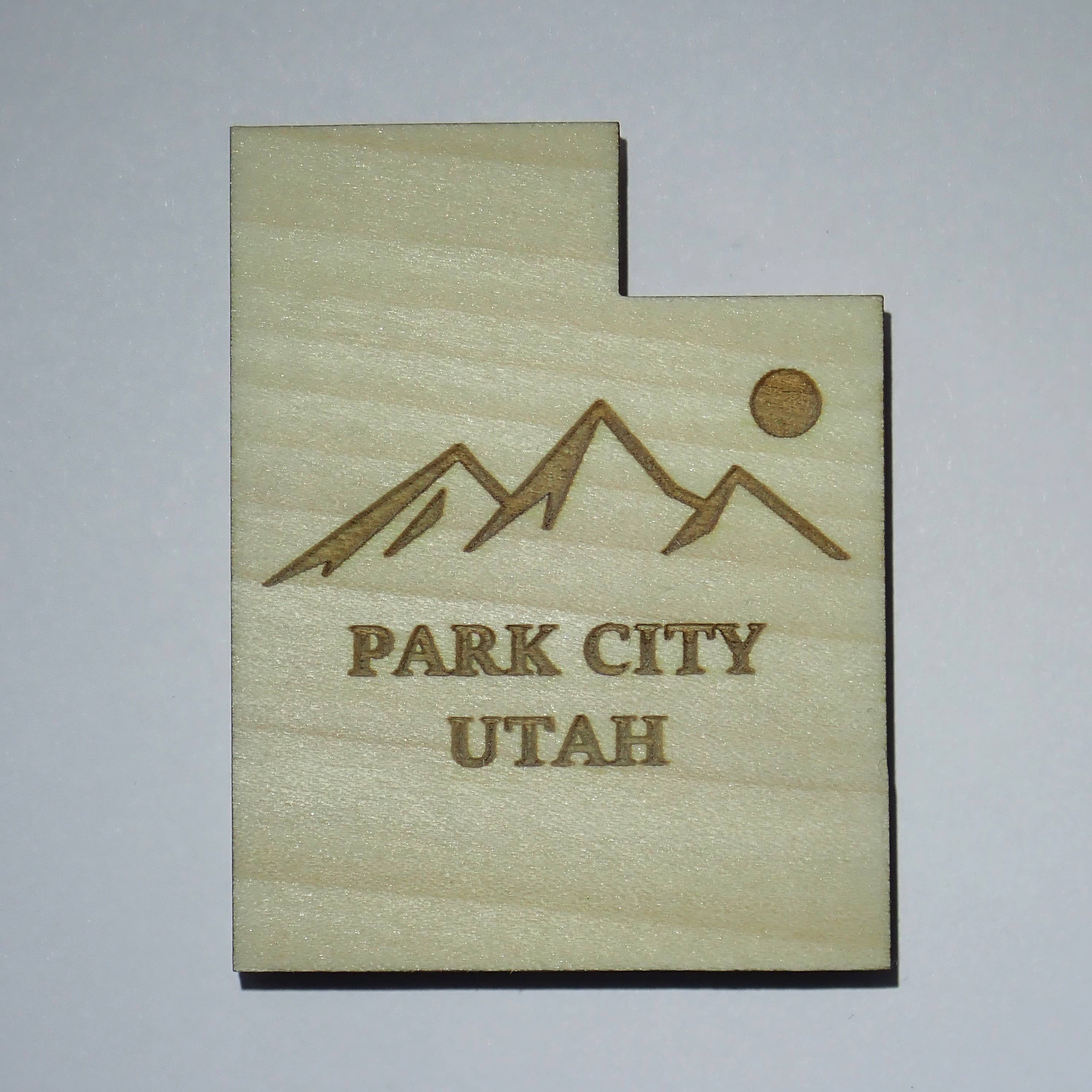 River's Edge Gourmet Foods - Wholesale Magnet - Utah with mountains wood magnet - customizable0