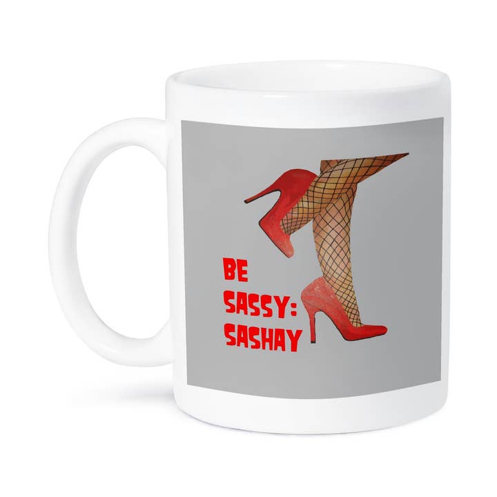 3dRose – wholesale Kaffekoppar – 3dRose, Var kaxig och svassa självsäkert röd stilett dragartistcitat, mugg8