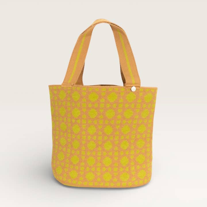 Geometric oval tote | Chartreuse for wholesale by Guajii Design