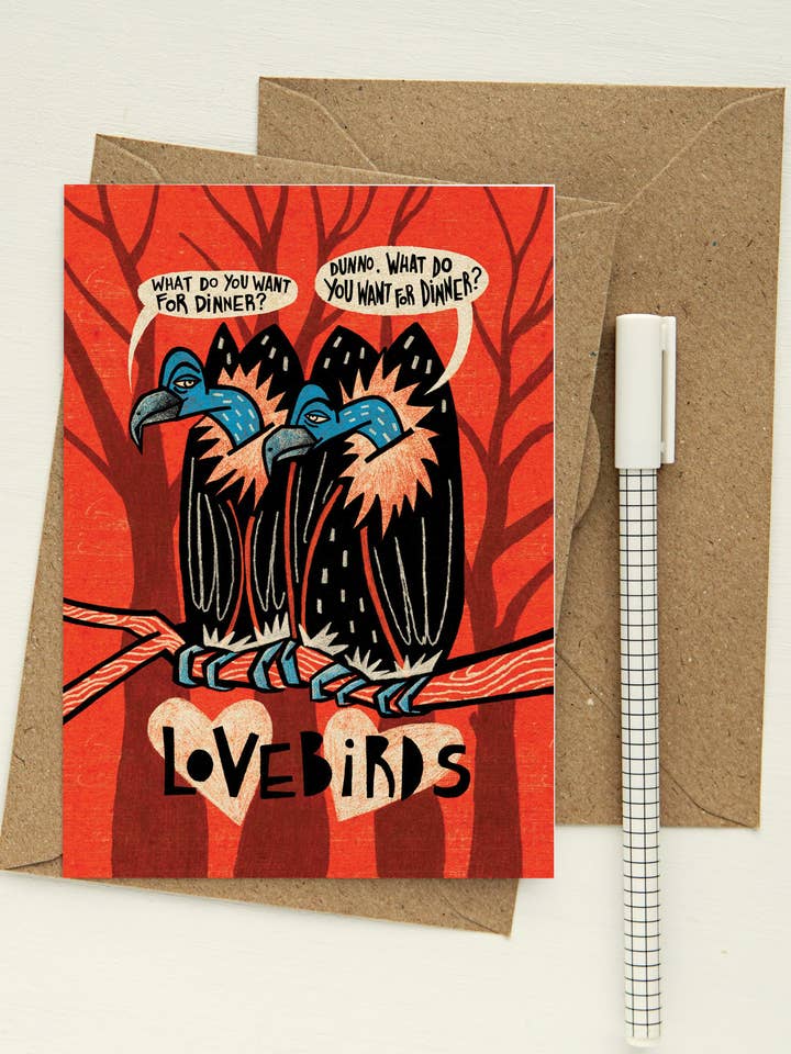 Lovebirds - greeting card for wholesale by Niki Usagi