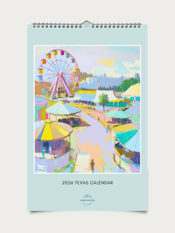 2026 Texas Wall Calendar – Colorful Texas Landscapes for wholesale by Across Our Land
