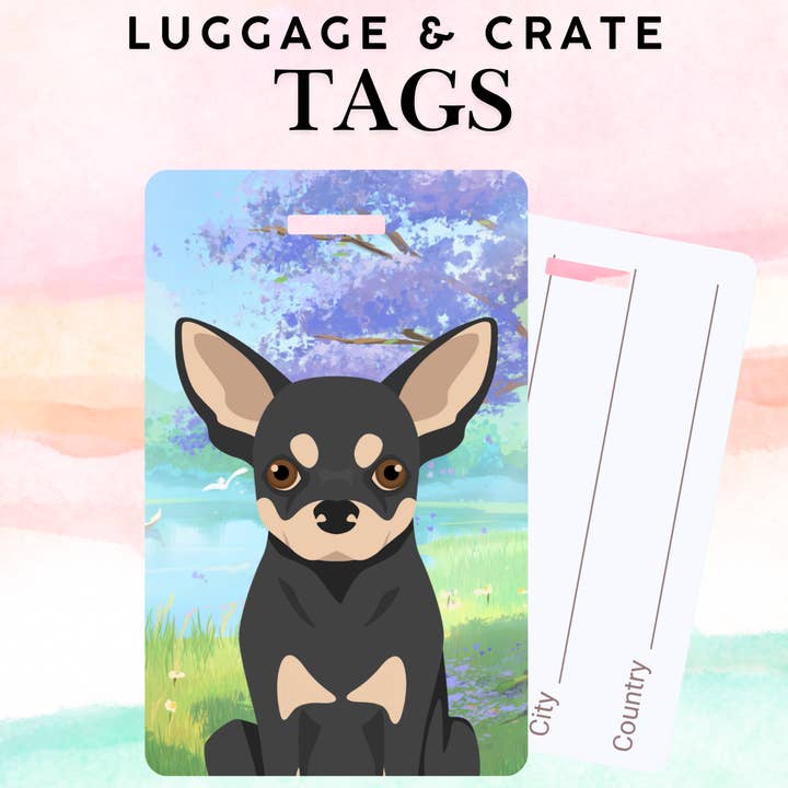 Chihuahua Dog Metal Luggage/ Crate Tag for wholesale by Canine Companions