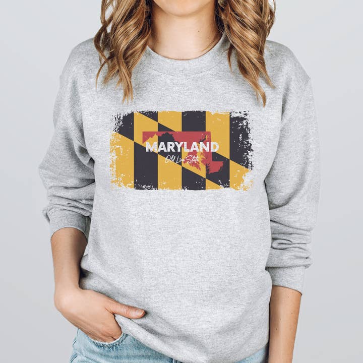 Sweat-shirt ras-du-cou unisexe Maryland State pour la vente par Quotable Life