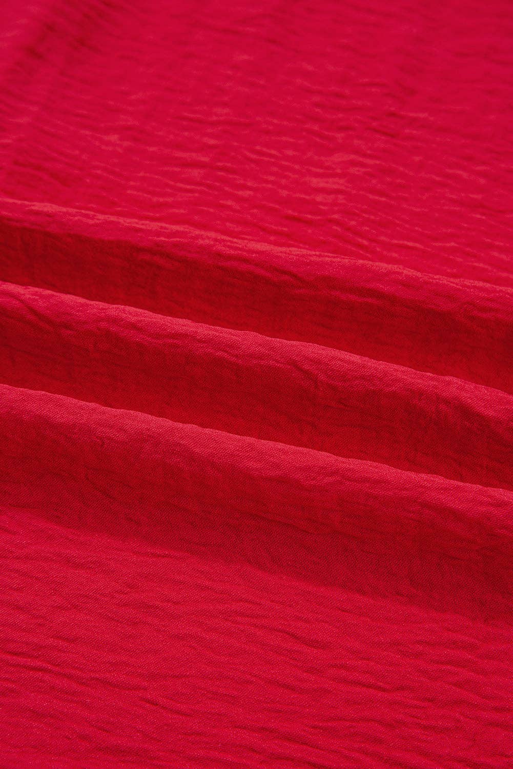 Vurig rood Effen V-hals top met gesmokte 3/4 mouwen en kraag voor groothandel op Faire8