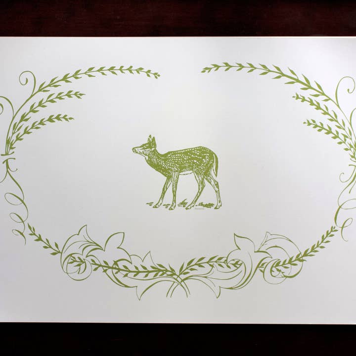 Fawn and Filigree Place Mats for wholesale by Ancesserie Letterpress