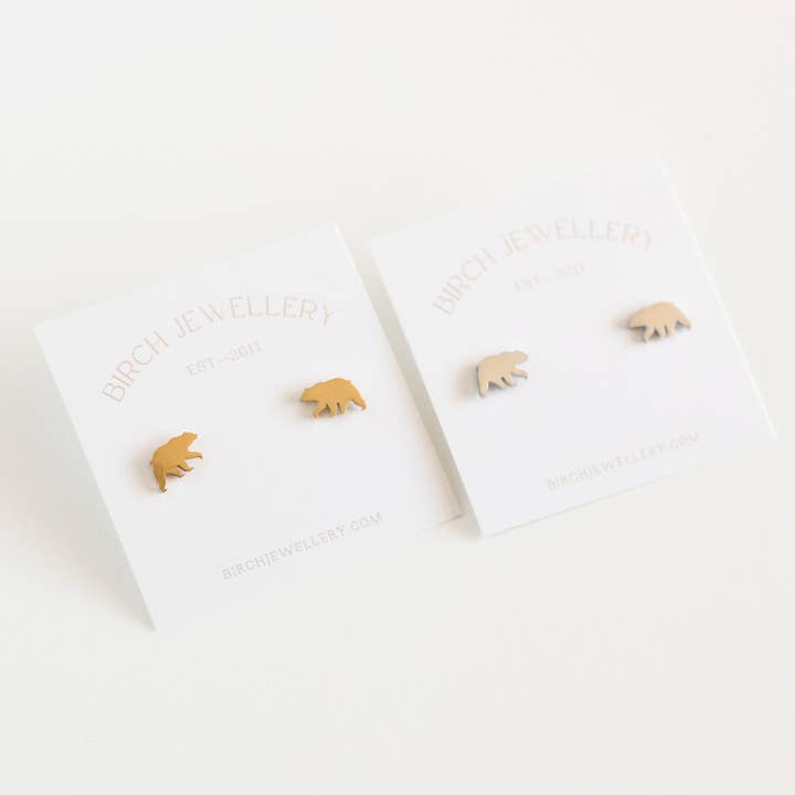 Birch Jewellery - Wholesale Stud/Post Earrings - Mini Bear Earrings (Gold)1