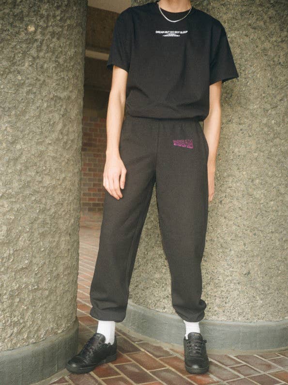 Black Joggers With Violet Dream Embroidery for wholesale by Dream But Do Not Sleep