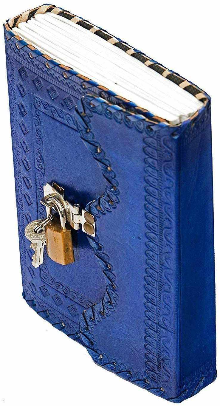 Tuzech Leather - Vente Journal intime - Journal en cuir TUZECH pour hommes et femmes, carnet en cuir pour écrire des poèmes, carnet de croquis, carnet de notes pour tenir des registres, mémoire personnel avec serrure et clé - Non ligné 7 pouces42