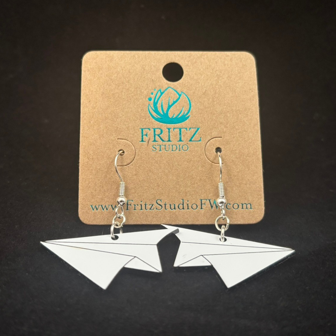 Fritz Studio - Wholesale Dangle Earrings - Daydream Paper Wishes – Paper Airplane Dangle Earrings1