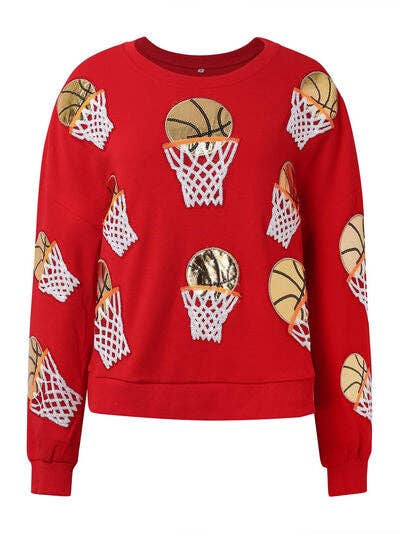 ClassiQ - Wholesale Sweatshirt - Women's - Basketball Round Neck Long Sleeve Sweatshirt1