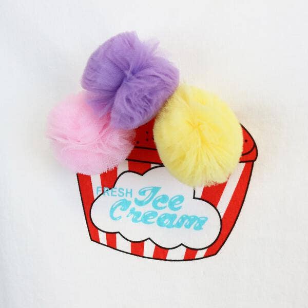 White S85 81242 Pom Pom Ice-cream Tee for wholesale on Faire