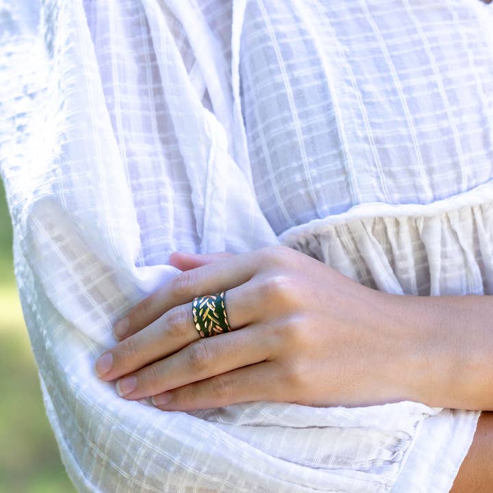 Anju Jewelry - Wholesale Band/Stacked Ring - Patina Engraved Copper Ring Pre-Pack4