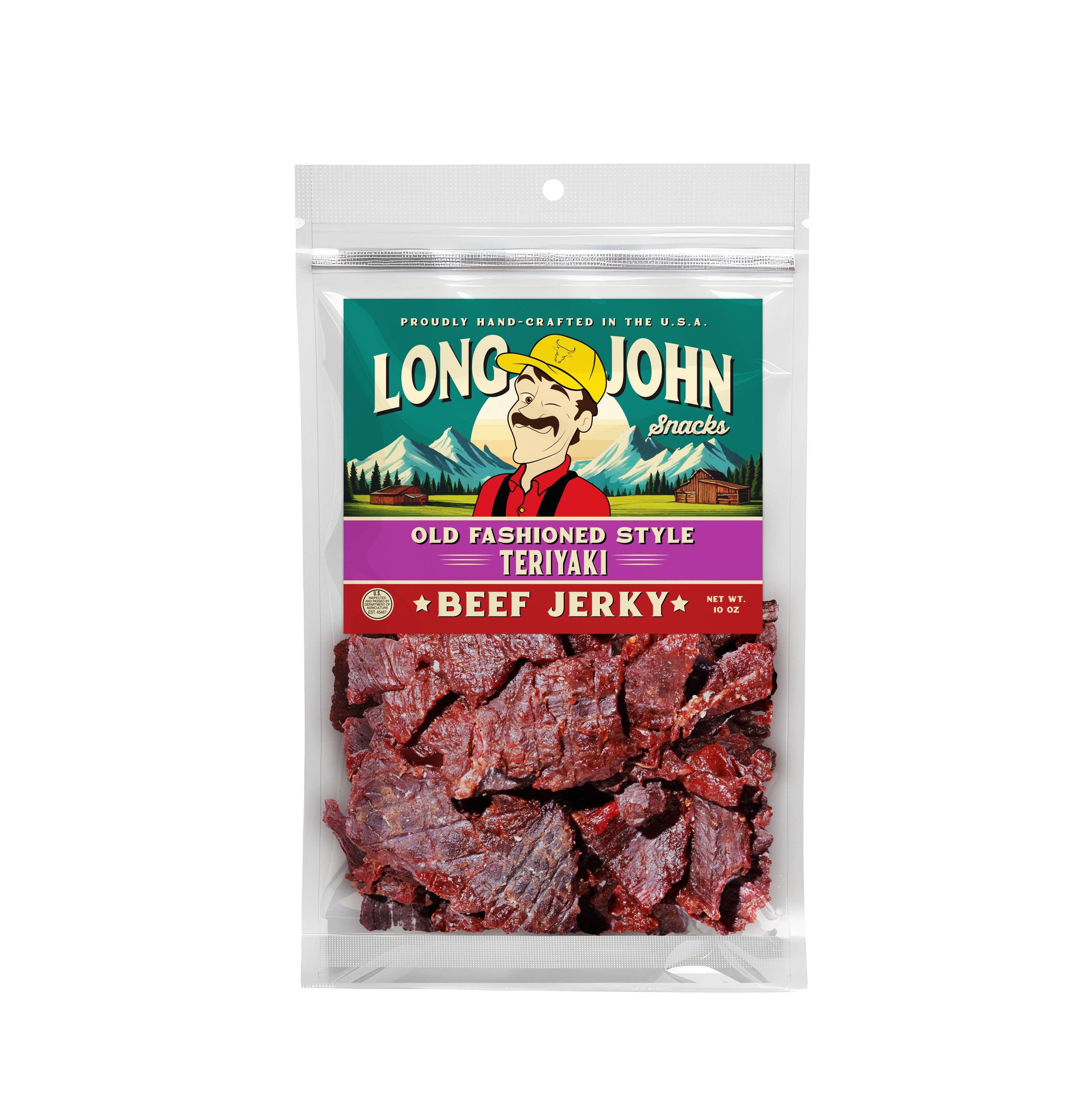 Long John Snacks - Wholesale Jerky - Old Fashioned Style Beef Jerky - Teriyaki - 10 oz.