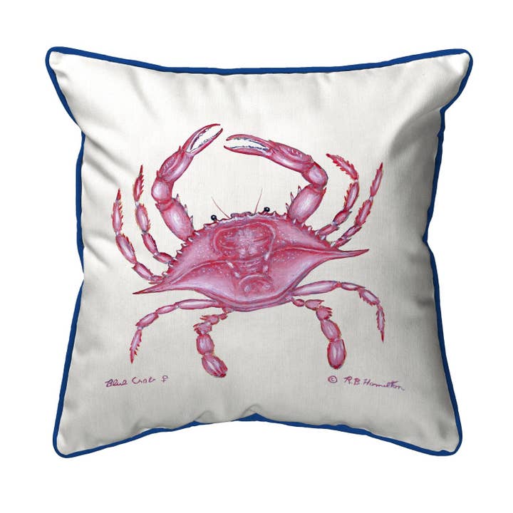 Almohada con cordón Pink Crab para venta al por mayor de Betsy Drake Interiors
