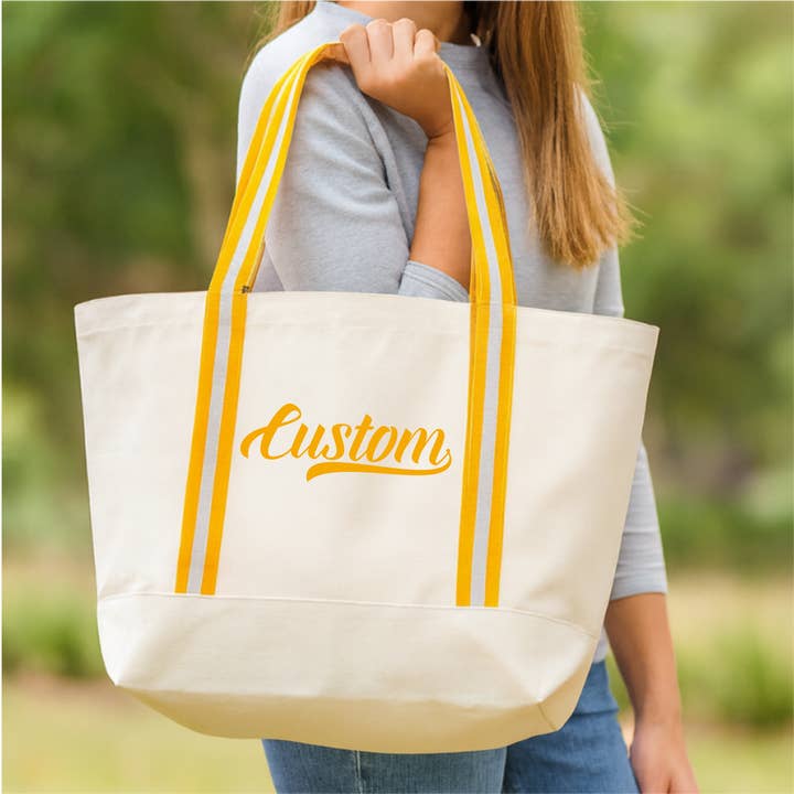 Custom Organic Boat Bag With Your Custom Text for wholesale by Lovetree Design