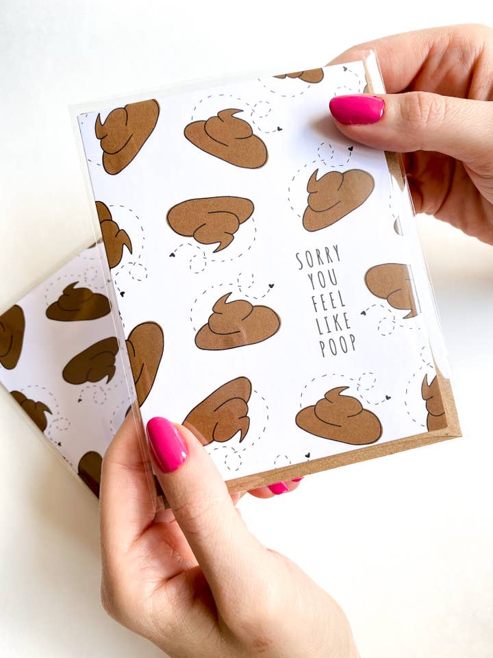 Sorry You Feel Like Poop Funny Get Well Card for wholesale by Five Dot Post
