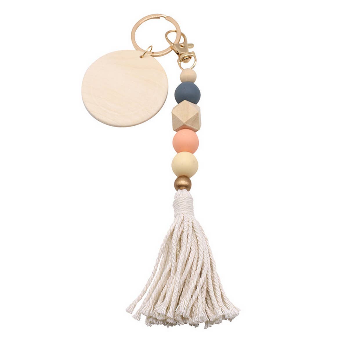 ACCITY - Wholesale Keychain - Women's - ROUND WOODEN BEADED TASSEL KEYCHAIN_CWMM15602
