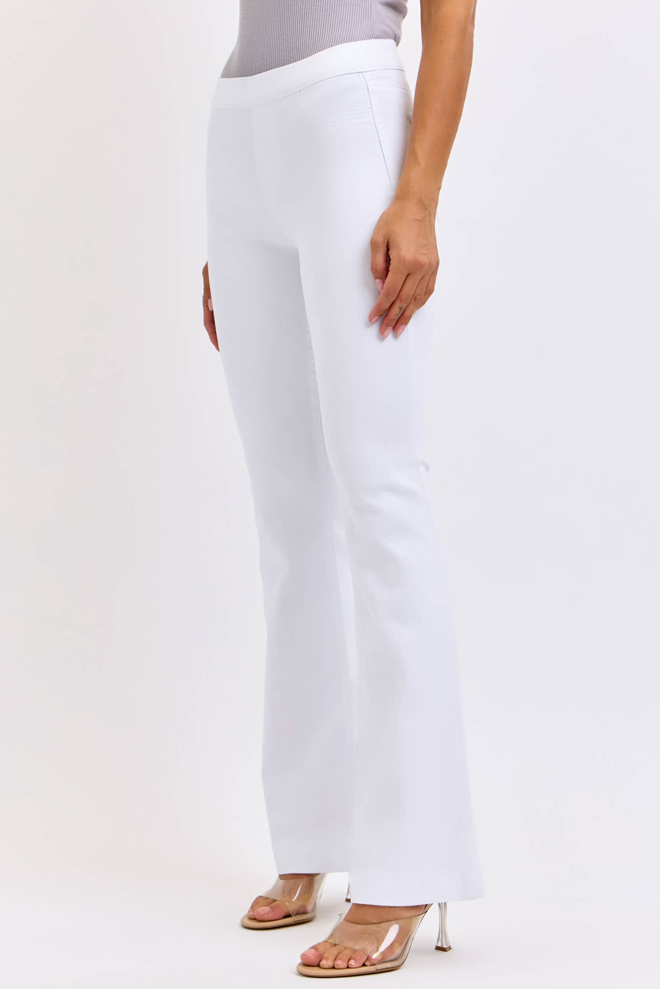 Cello Jeans - Wholesale Jeans - Women's - White Mid Rise Flare Jegging (open pack) [C35324WHT sbs]1