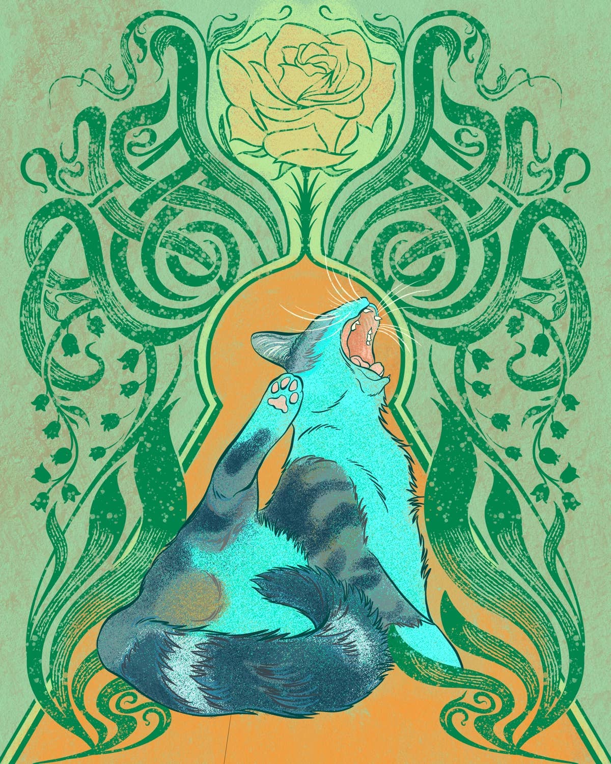 Cat Champion - Wholesale Art Print - 8x10 Print: Yawn Gardening0