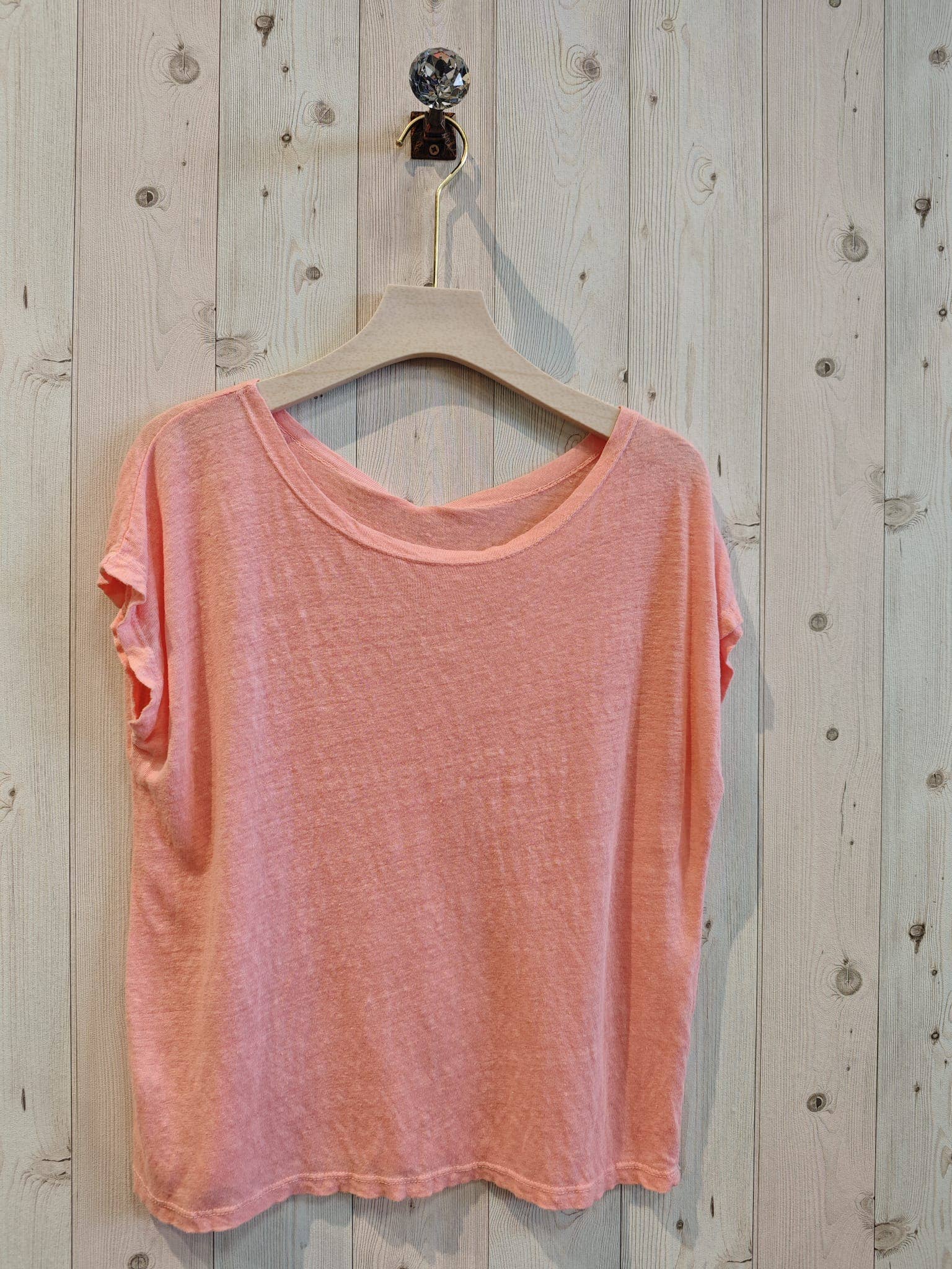 Linen & More - Wholesale T-Shirt - Women's - REF 2296 BASIC U-NECK T-SHIRT 100% LINEN1