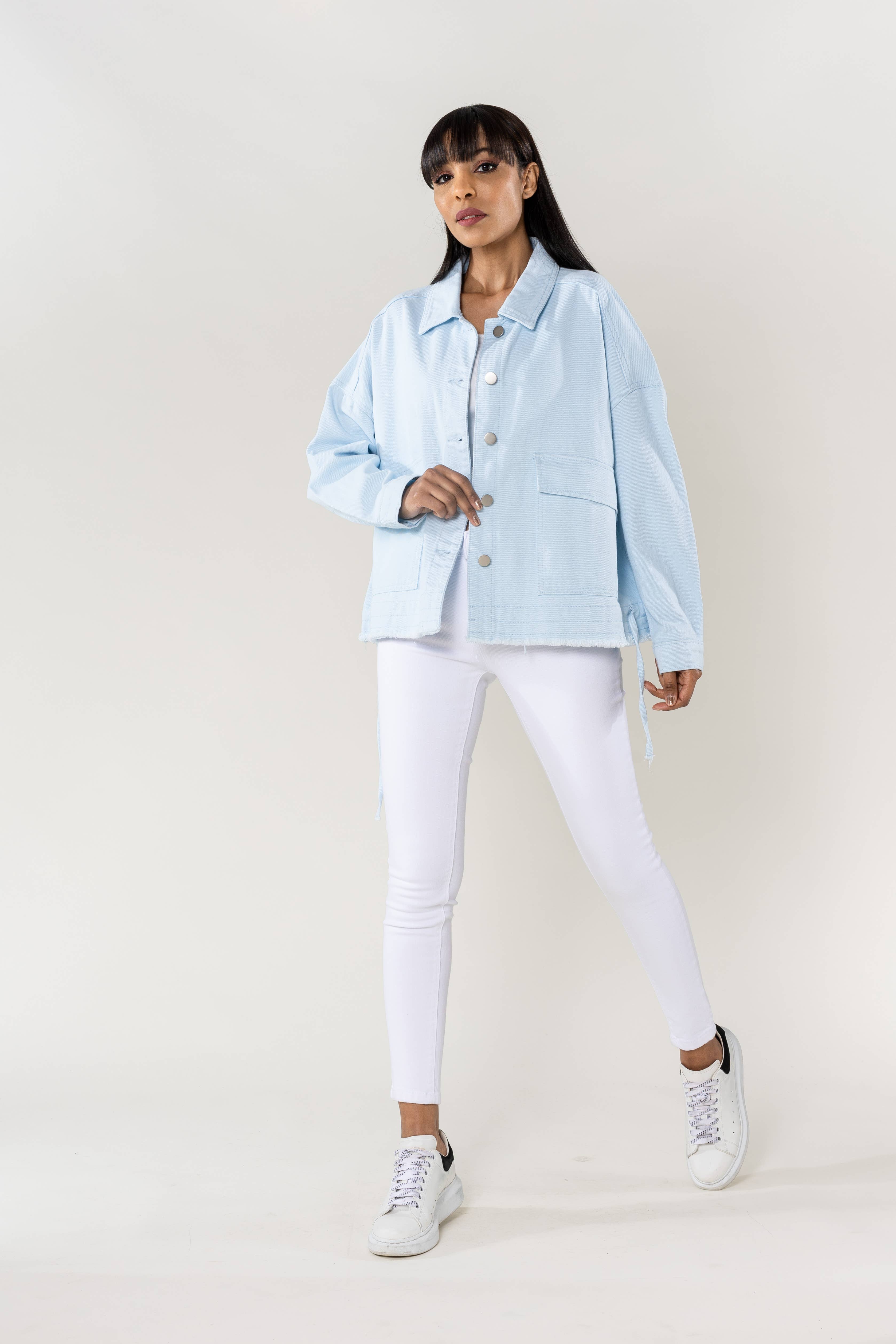 Nina Carter – Casaco de ganga - Mulher por atacado – Casaco de ganga oversized Nina Carter bolsos grandes S56216