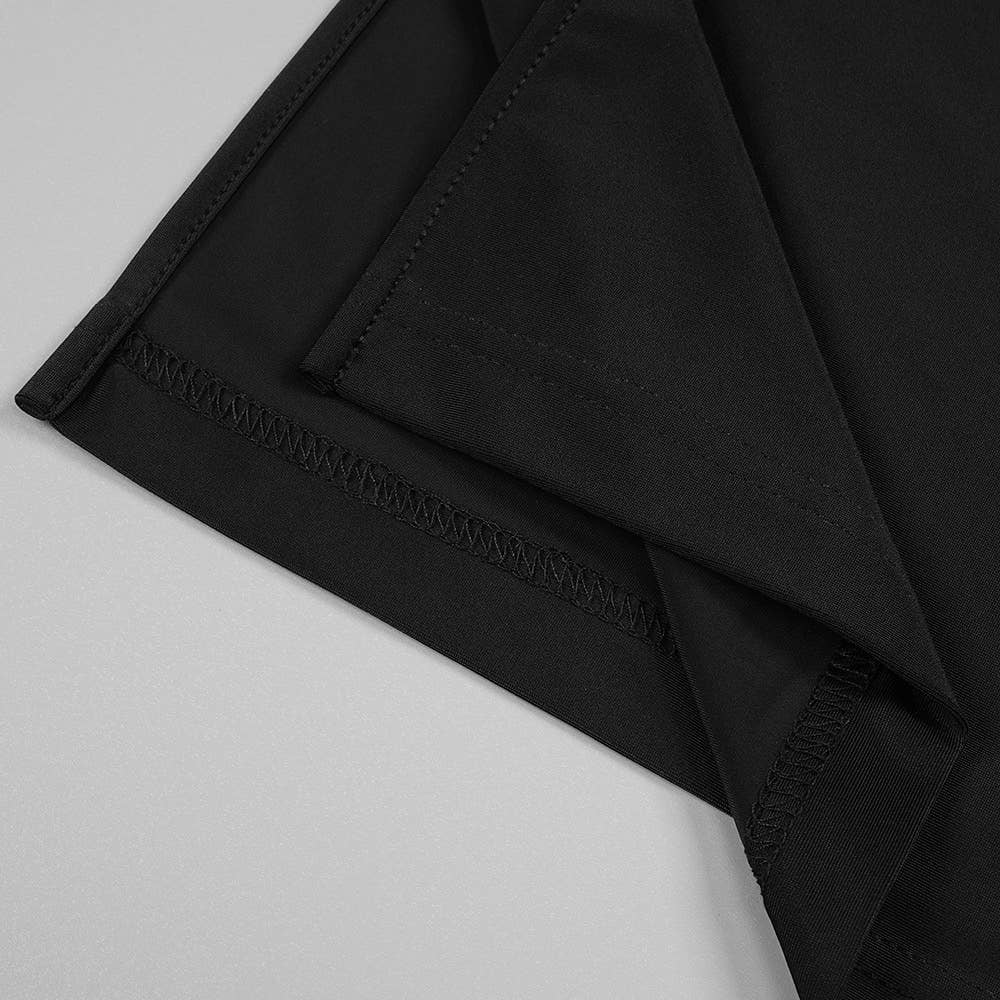 Noir Sanyao Fashion - Robe longue élégante fendue à épaule asymétrique en vente sur Faire21