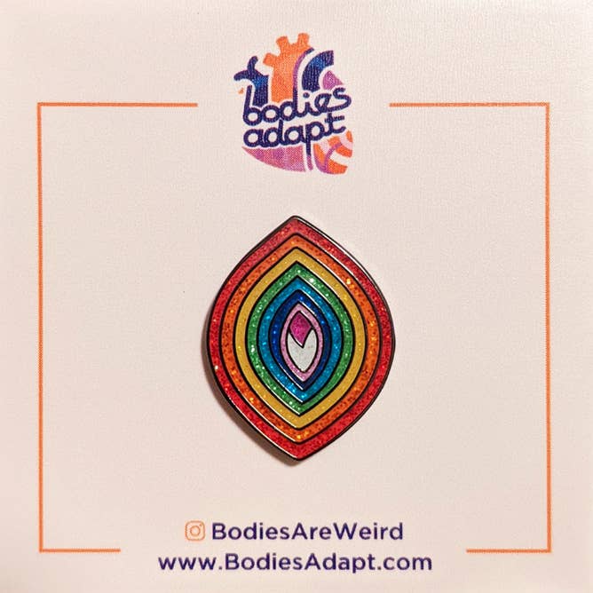Bodies Adapt - Wholesale Lapel Pin/Button - Rainbow Vagina Pin