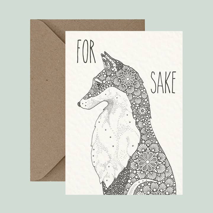 For Fox Sake - Biglietto di auguri a parole per la vendita all'ingrosso da parte di Little Dot Creations