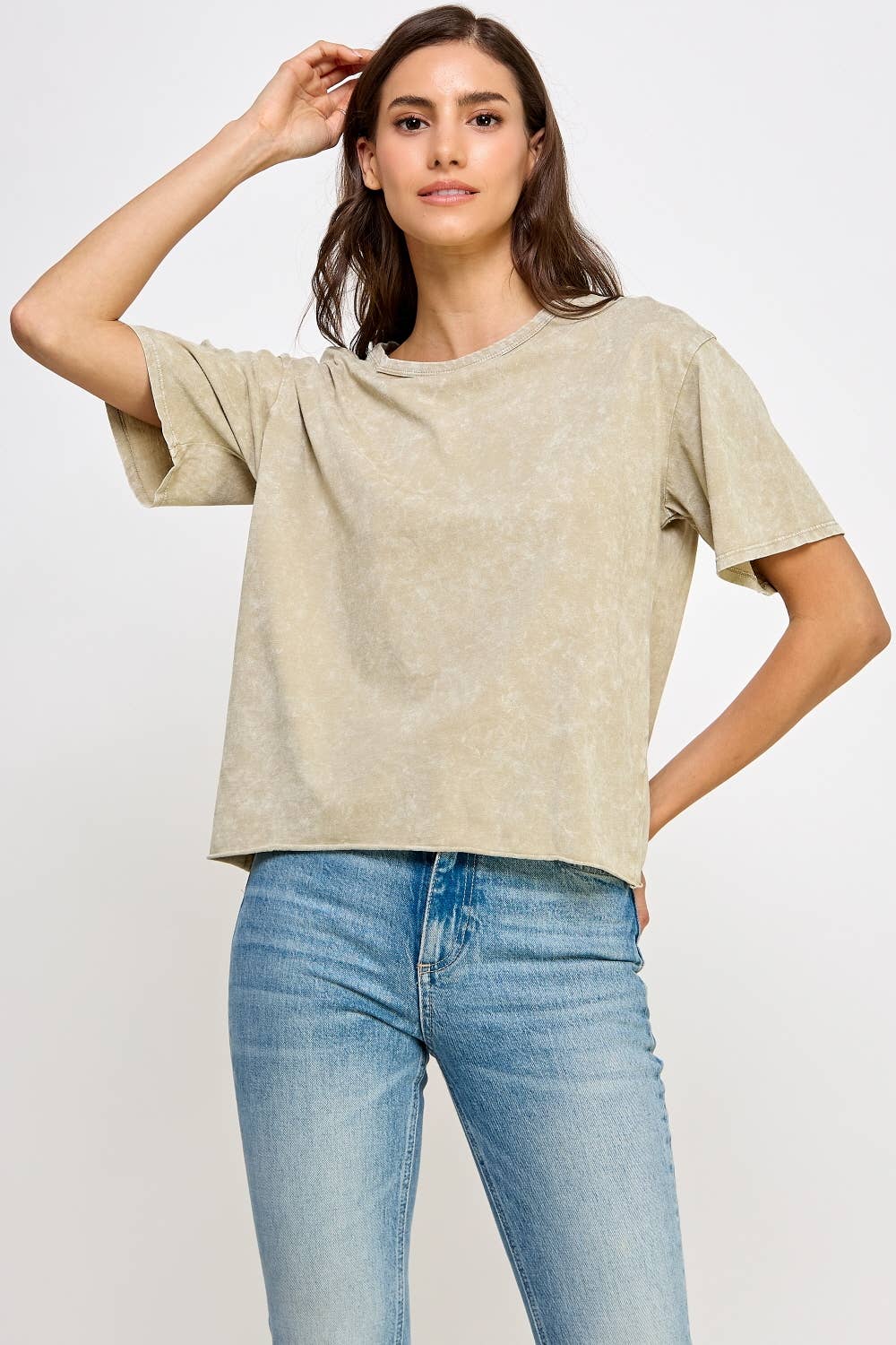 Honestee - Wholesale T-Shirt (Graphic) - Women's - Blank Mineral Washed Long Cropped T-Shirt12