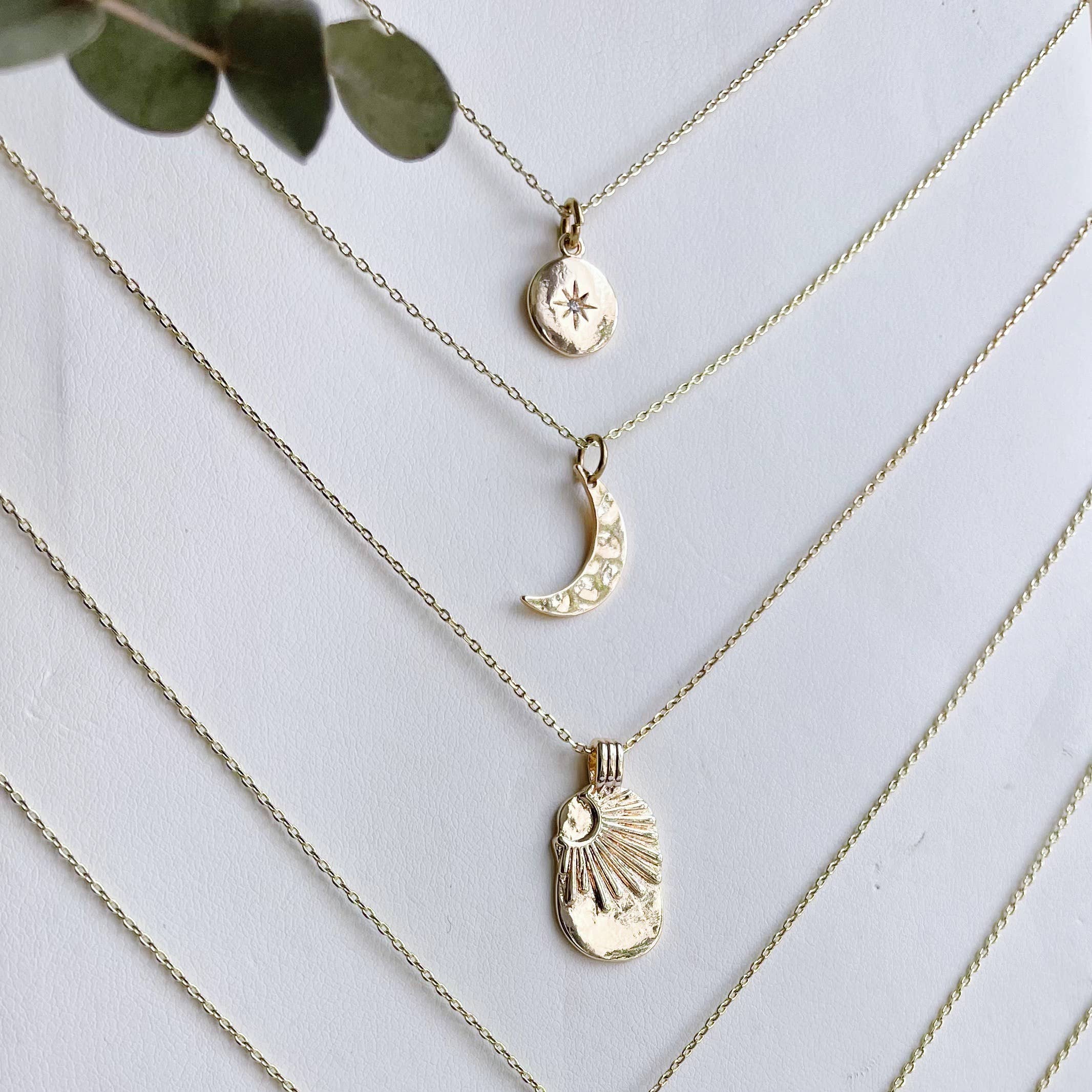 GeoMetricGem - Wholesale Pendant/Charm Necklace - Sun Moon Star Necklaces ~ Gold Plated3