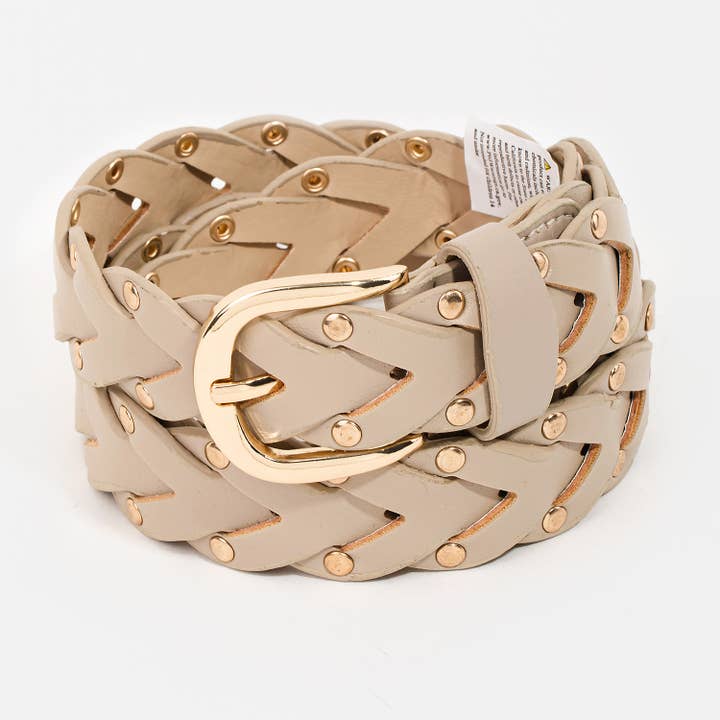 Collections by Fame Accessories - Wholesale Belt - Women's - Faux Leather Braided Design Fashion Belt