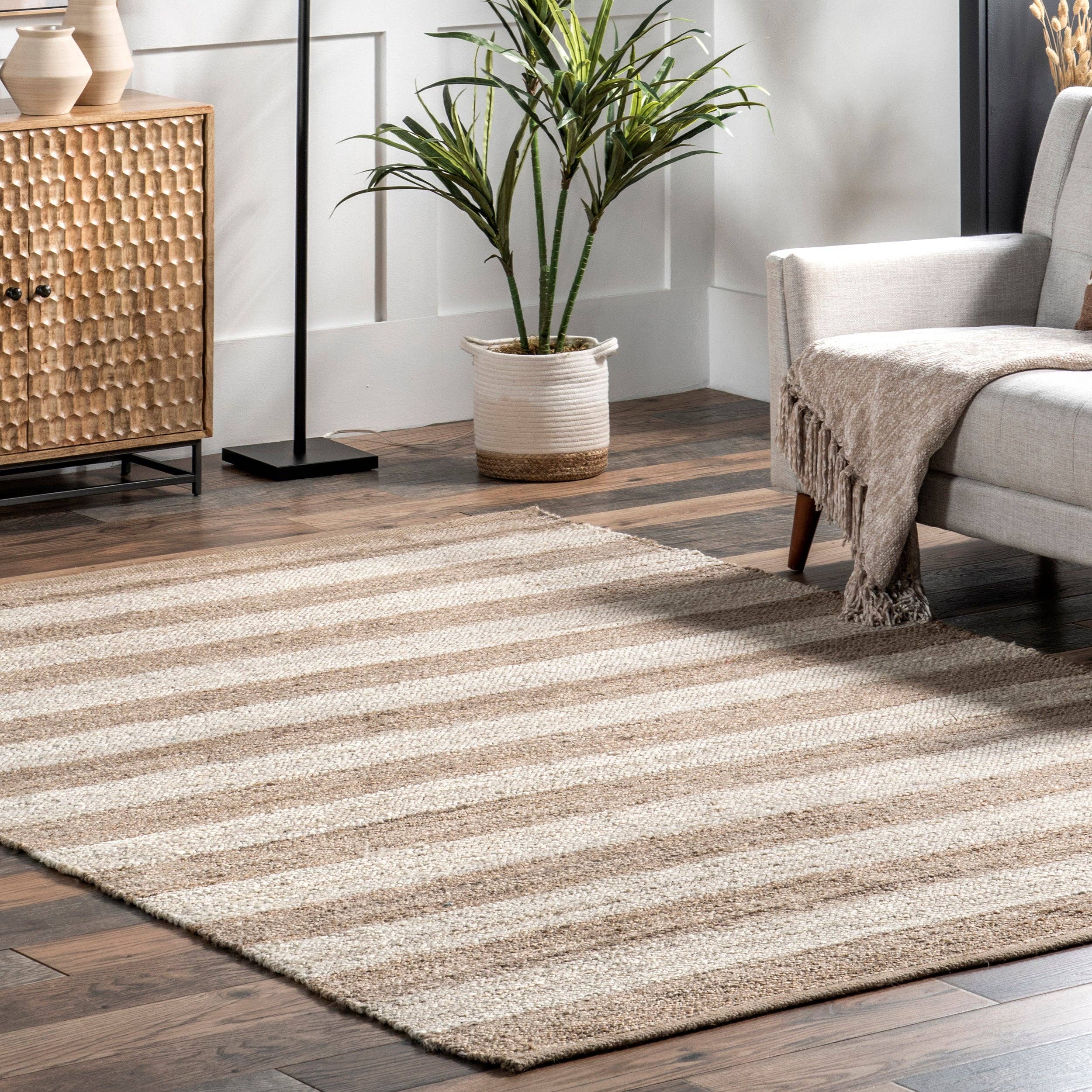 nuLOOM - Wholesale Area Rug - Alisia Flatweave Striped Jute Area Rug7