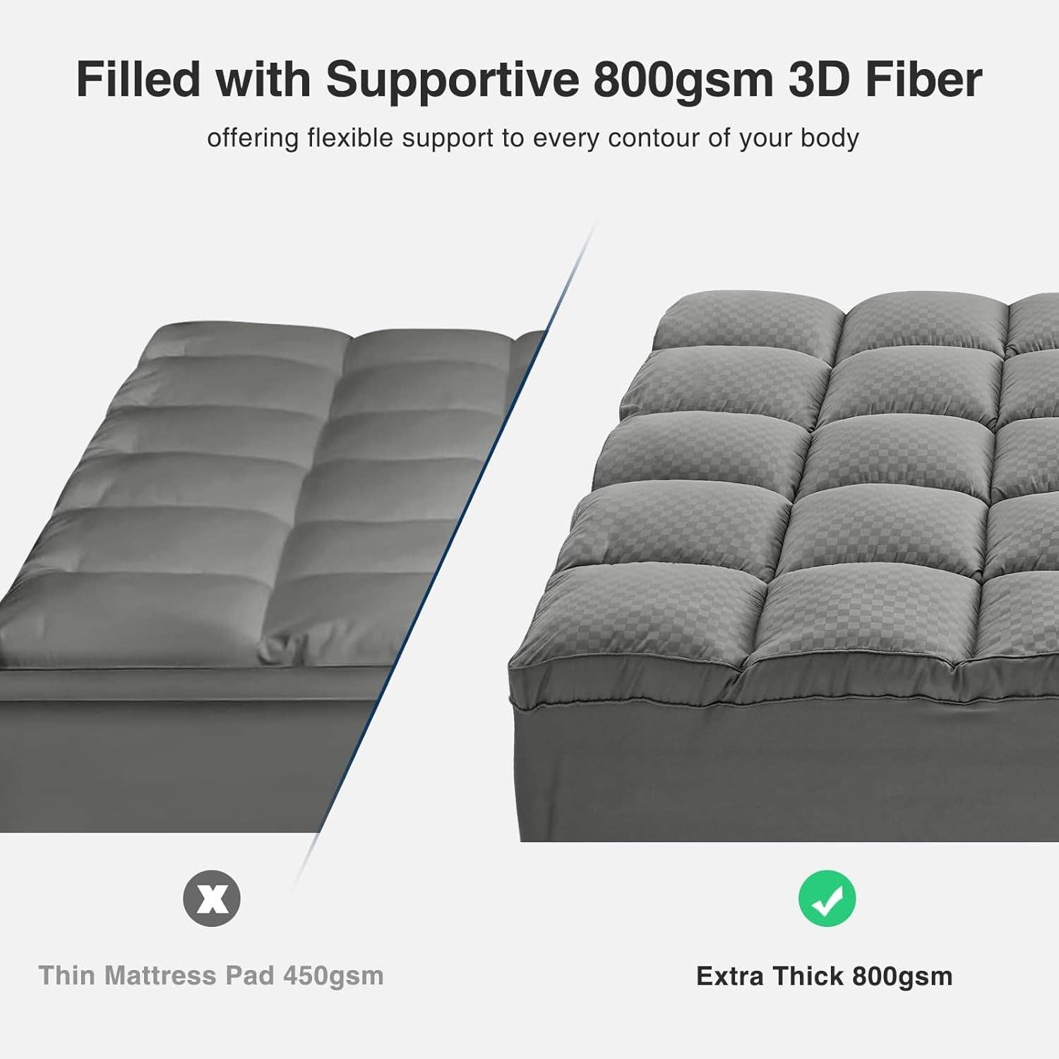 Gray Dual-Layer 4 Inch King Size Memory Foam Mattress Topper for Back Pain, 2 Inch Cooling Pillow Top Mattress Pad Cover and 2 Inch Gel Memory Foam Topper, Deep Elastic Pocket, Grey for wholesale on Faire8