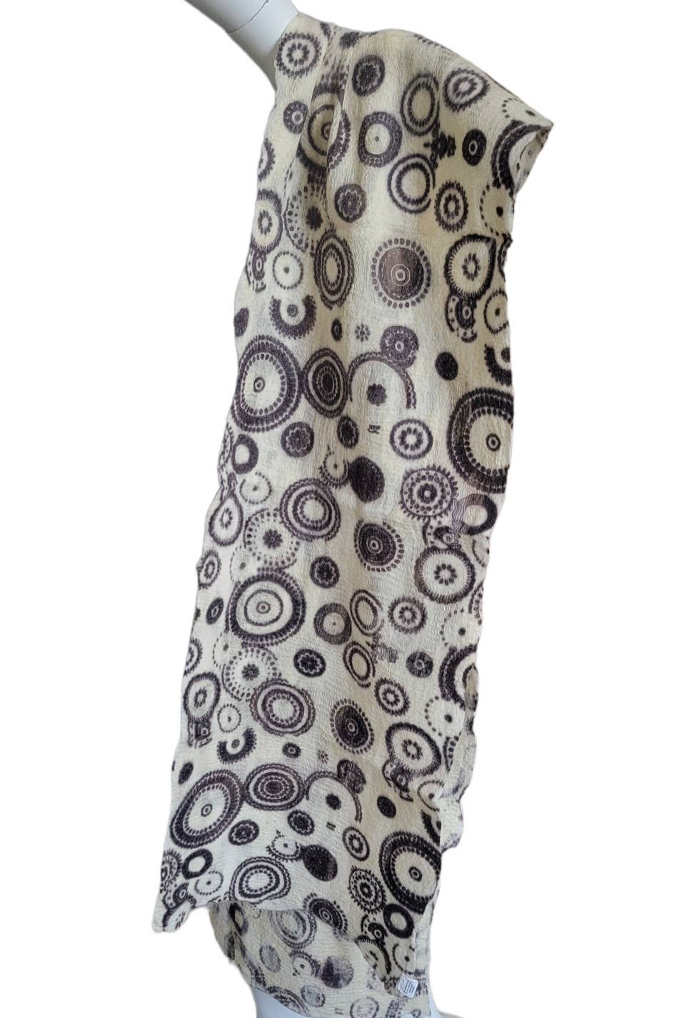 Evergreen Guardian Imports - Wholesale Scarf - Women's - S-5 Wool Felt & Silk Scarf Printed Circles2