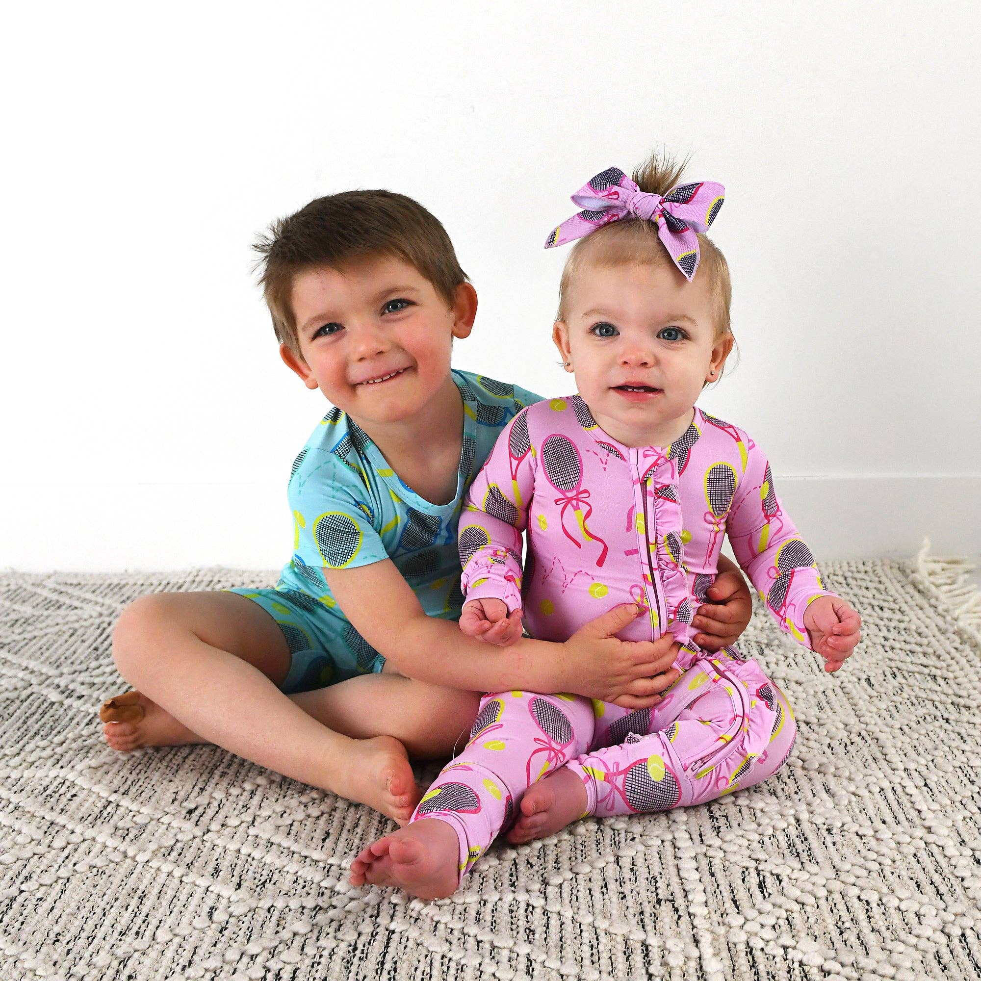 Gigi and Max - Wholesale Jumpsuit - Baby - Serena Pink Tennis Ruffle Zip Bamboo Baby Sleepies Kids 3