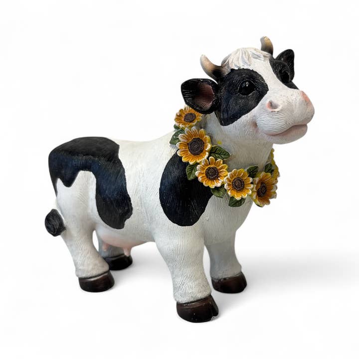 De Leon Collections - Wholesale Decorative figurine - Sunflower Cow Figurine – Farmhouse Animal Decor 1