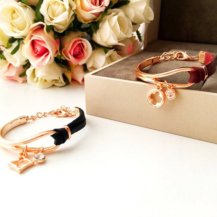 Evileyefavor - Wholesale Charm/Dangle Bracelet - Leather Charm Bracelet, Rose Gold Bracelet