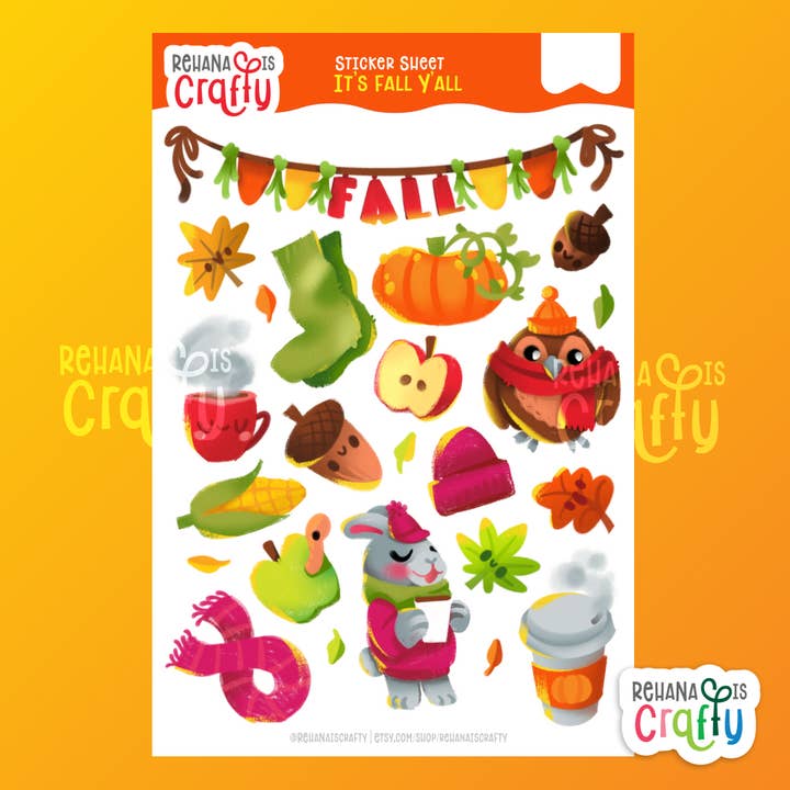 It's Fall Y'all | Sticker Sheet for wholesale by Rehana is Crafty