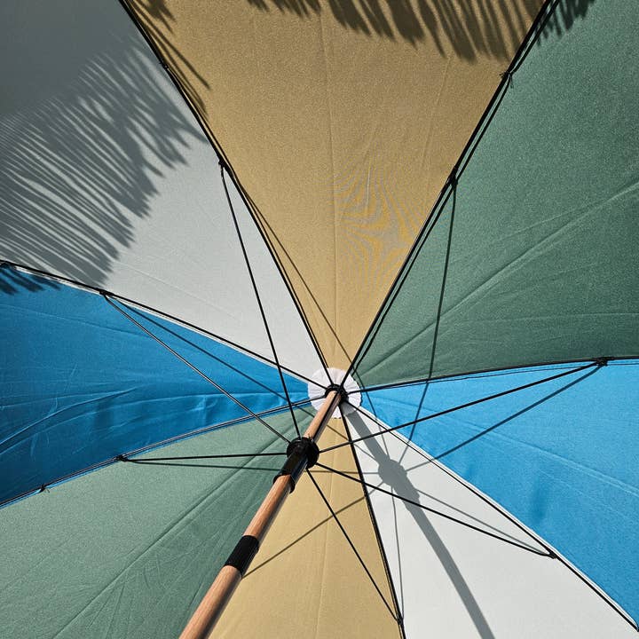 Meinposten - Wholesale Beach Umbrella - Parasol Beach Umbrella UV Protection Fringe BLUE GREEN tiltable Ø 170 cm6