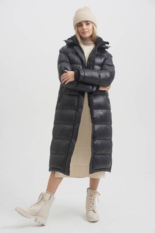 Schwarz Isabella Maxi Daunenjacke für den Großhandel auf Faire