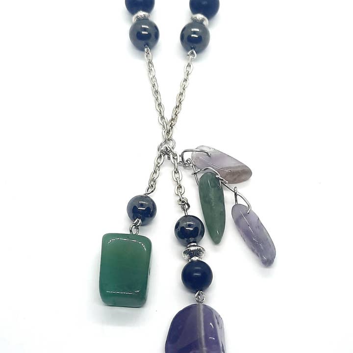 Secret Synergy Stones – Großhandel Kette mit Anhänger/Charm – Halskette im Boho-Design, doppelt baumelnd, EMF, 5G-Schutz, Crystal Chunk