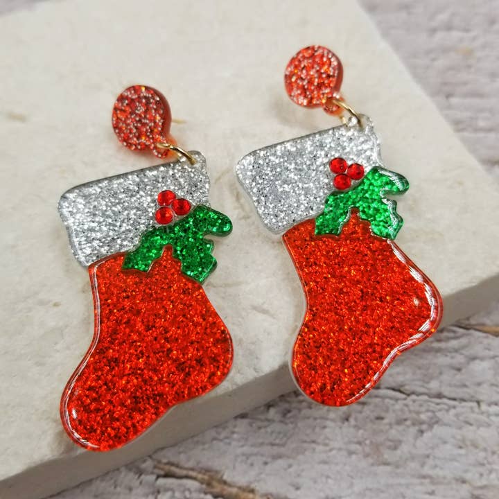 Kerstlaarzen, oorbellen met kaarten voor wholesale door Treasure Wholesale