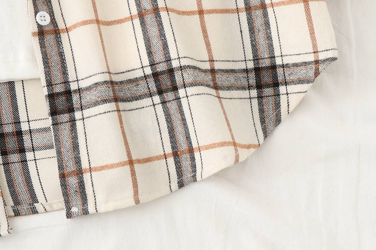 Rosa Clothing - Wholesale Button Down Shirt - Women's - Essential Basic Relaxed plaid cotton blend button-down shirt23