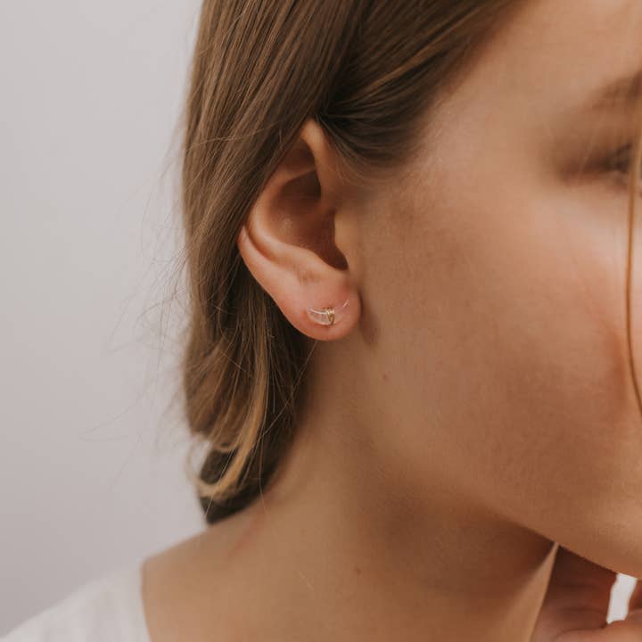 JaxKelly - Wholesale Stud/Post Earrings - Wire Wrapped Moon - Clear Quartz - Earrings3