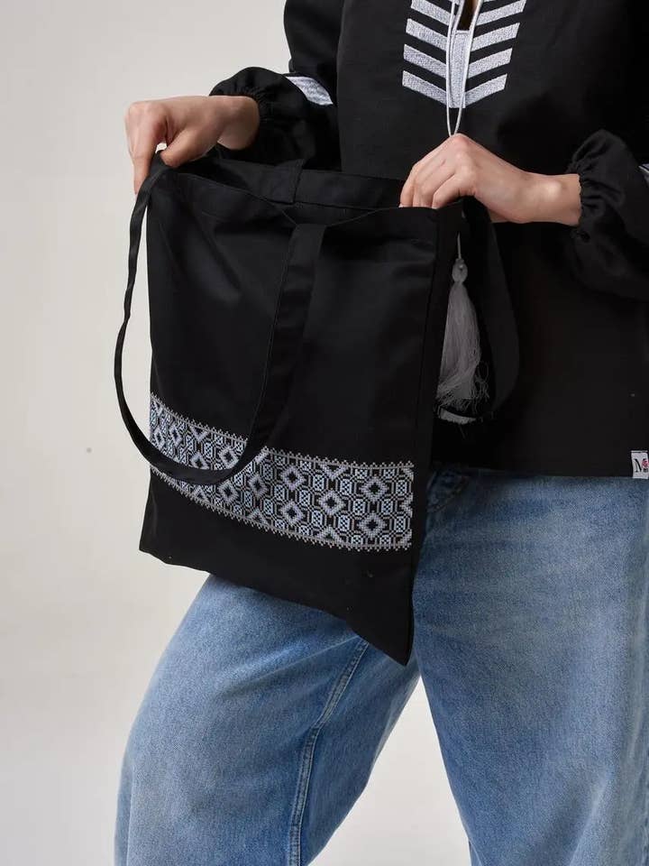 Baumwollbestickte Eco-Schultertasche - Ornament für den Großhandel von Handmade Originals Ukraine