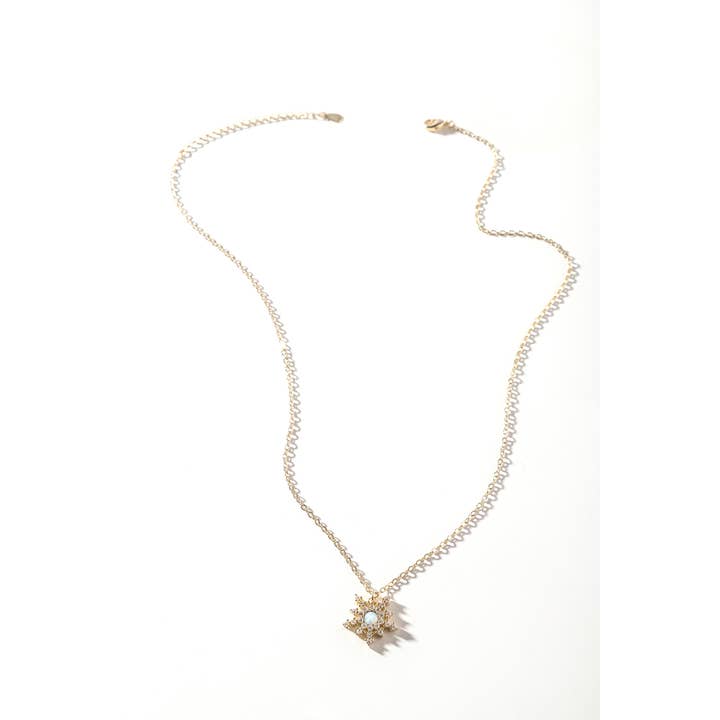 Heilo Jewelry - Vendita all'ingrosso Collana con ciondolo/pendaglio - Collana a forma di fiocco di neve con opale, catenina da 40,6 cm1