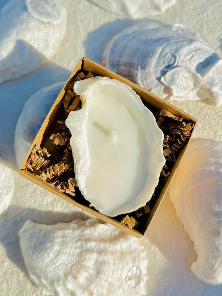 Duftlys i østersskal - håndlavet bivoks og sojabønne for engroshandel hos Martini Candle Co.