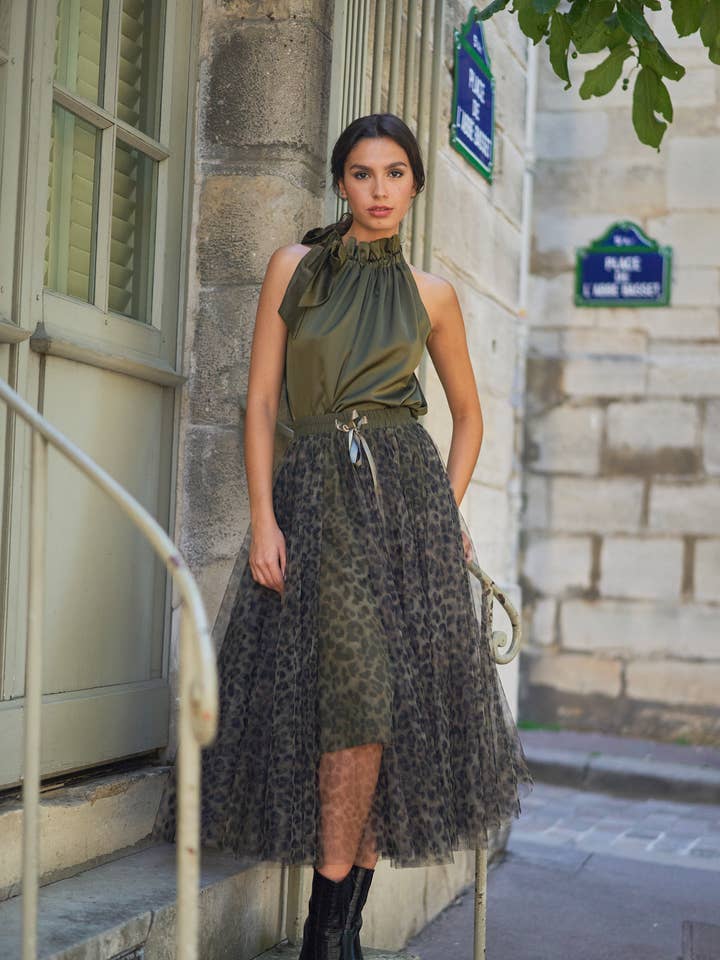 CHOKLATE PARIS (US DUTY-FREE) – Großhandel Rock – Damen – Aria Tüllrock mit großem Leopardenmuster - CK08077-513